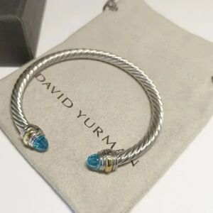 David Yurman Silver Bracelet with Blue and Gold Accents